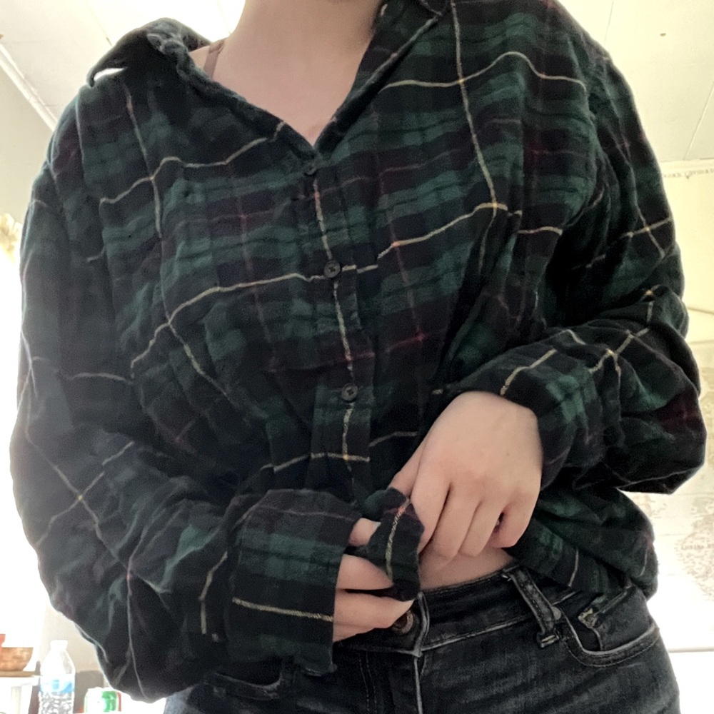 oversized green flannel
